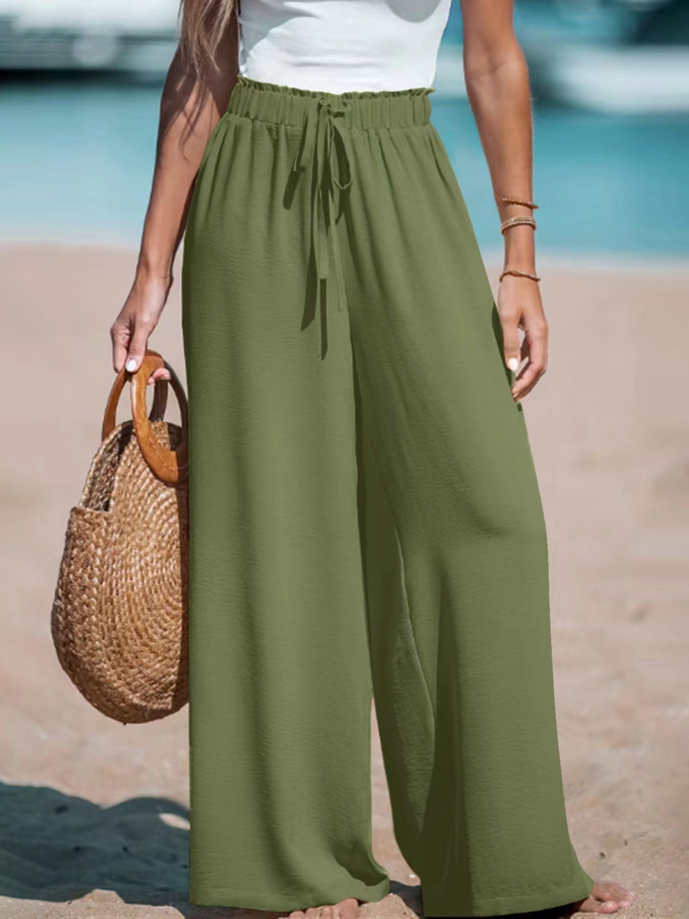 Pantalon Large Femme Taille Élastique