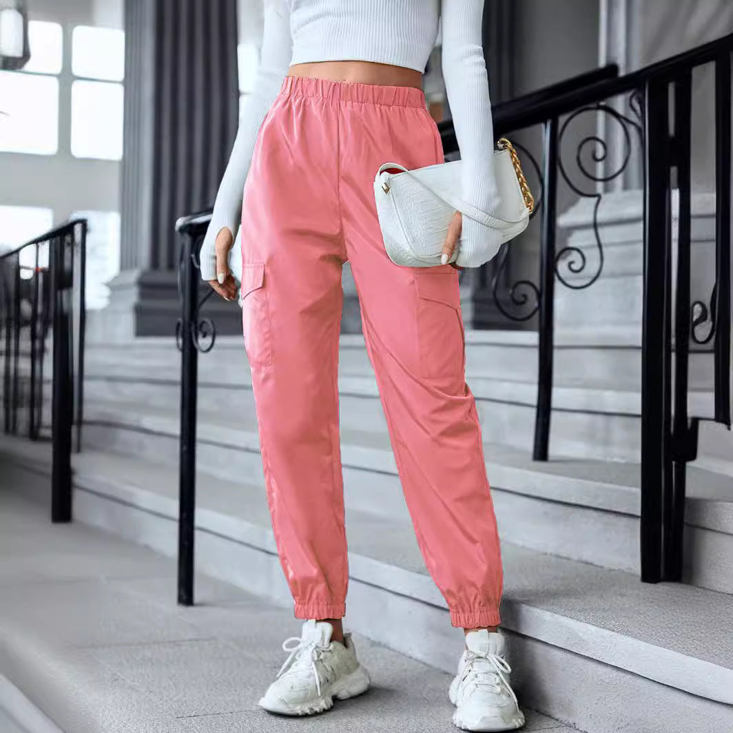 Pantalon Cargo Décontracté à Taille Élastique
