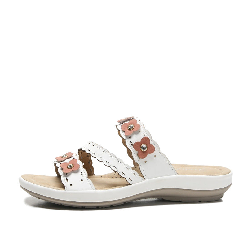 Sandales Mode Femme avec Ornements Fleuris