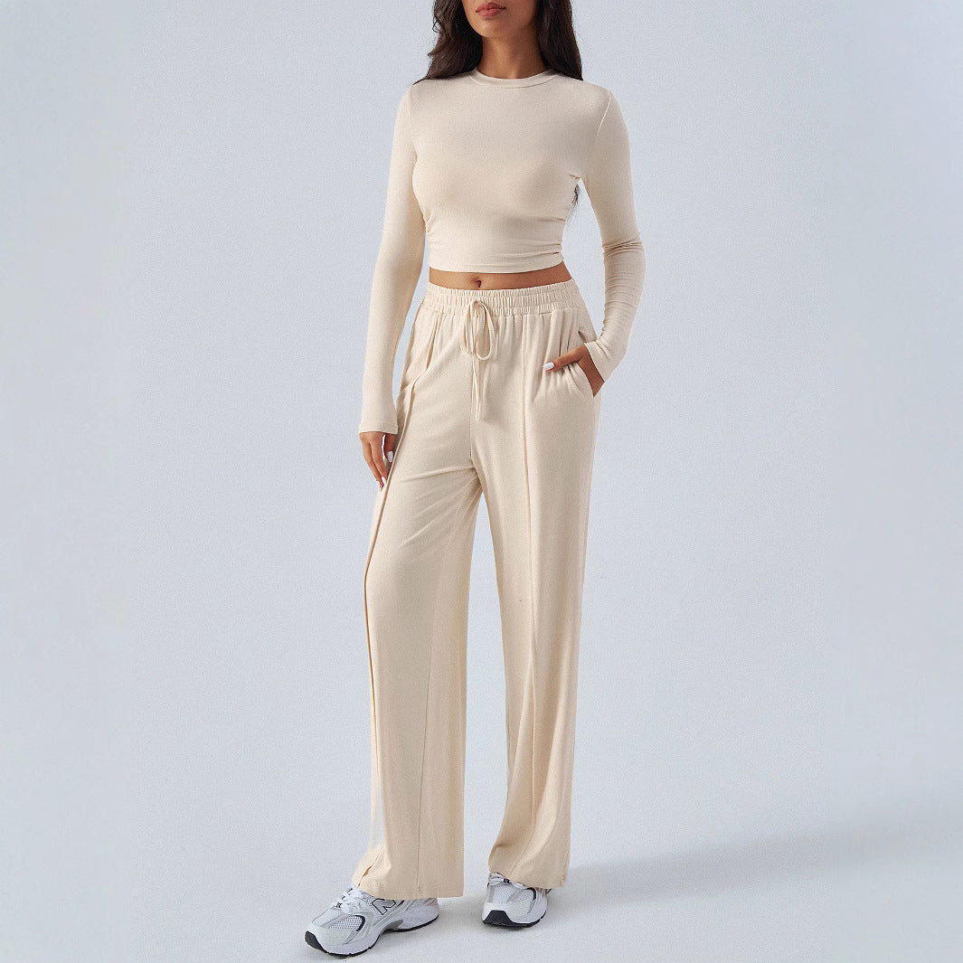 Ensemble Décontracté à Jambe Large et Taille Nouée