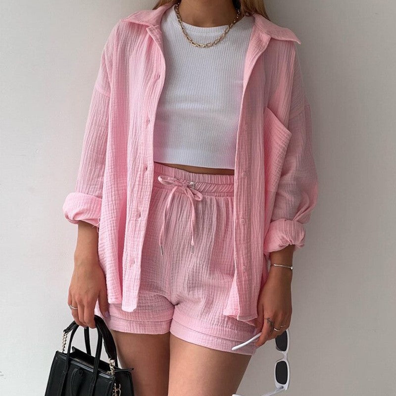 Ensemble féminin en mousseline légère fuchsia