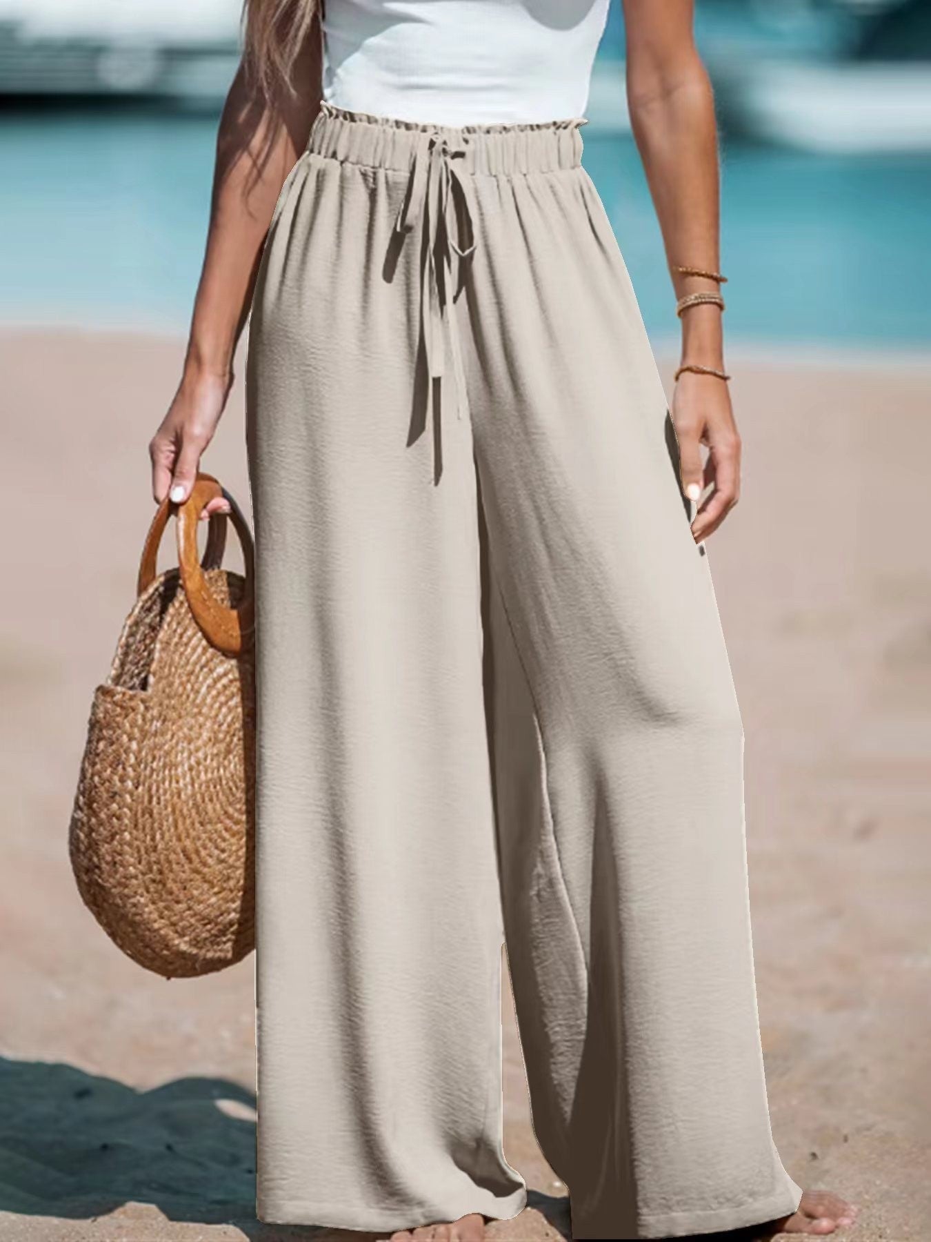 Pantalon Large Femme Taille Élastique