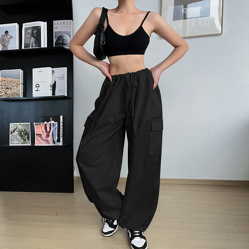 Pantalon Cargo Large à Taille Élastique pour Femme