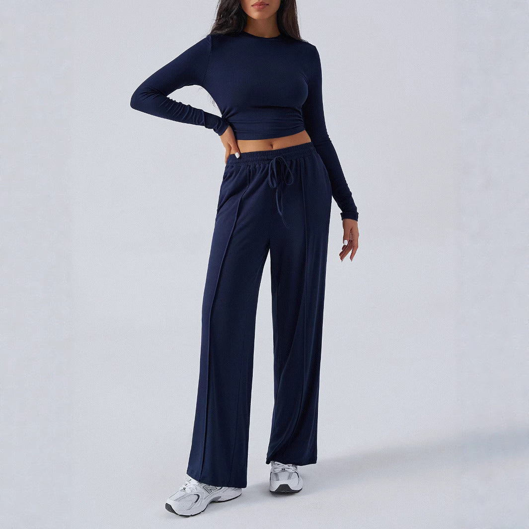 Ensemble Décontracté à Jambe Large et Taille Nouée