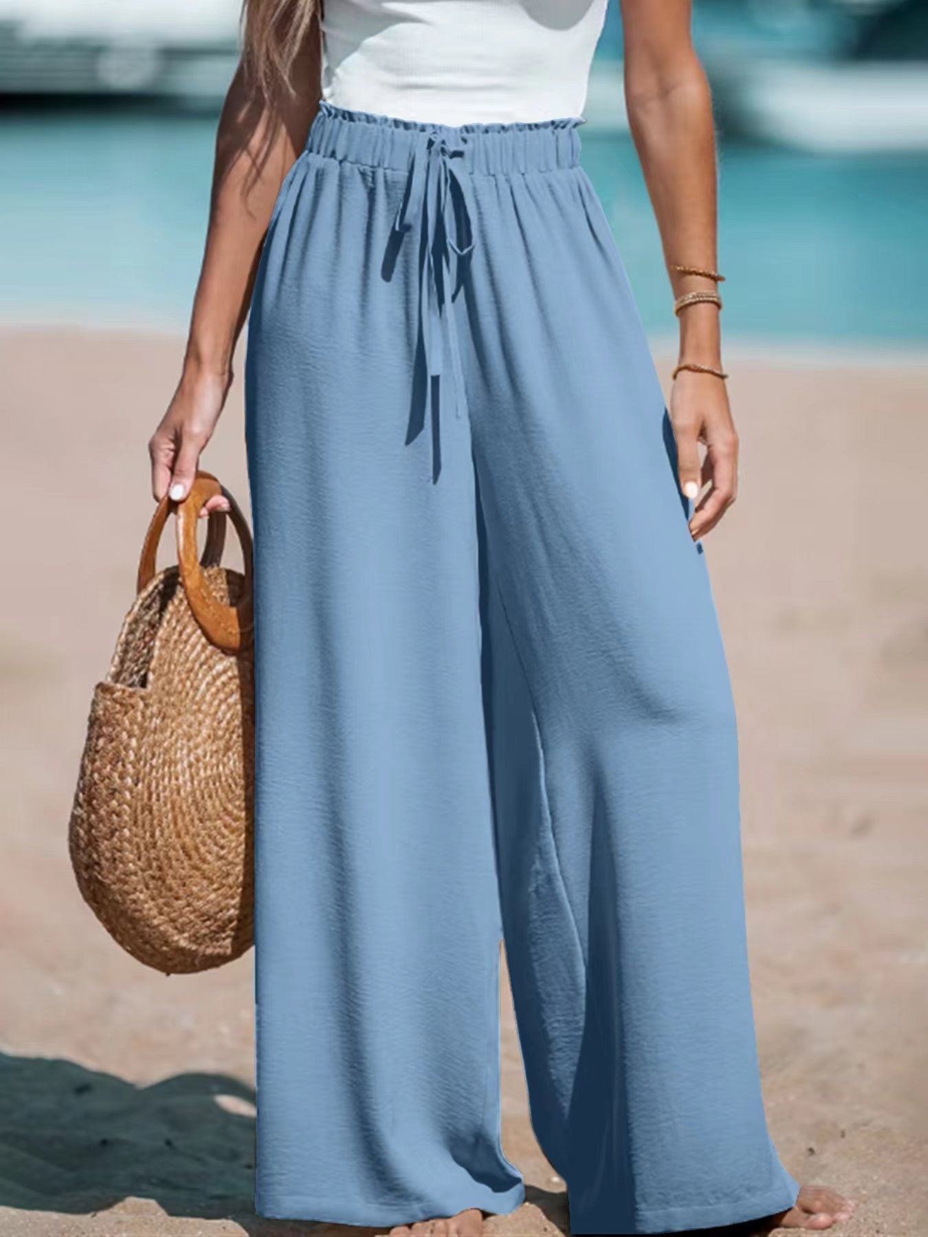 Pantalon Large Femme Taille Élastique