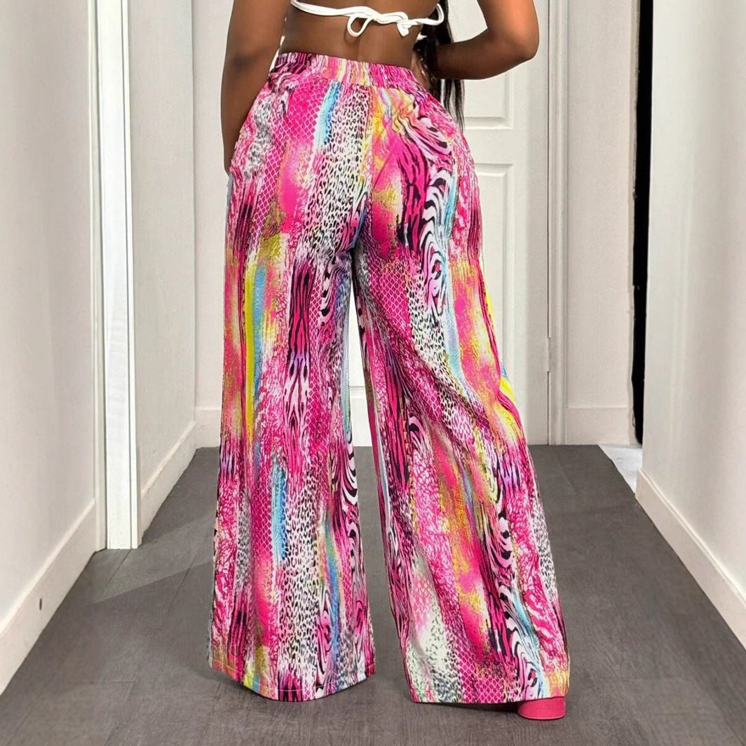 Pantalon Estival à Imprimé Artistique