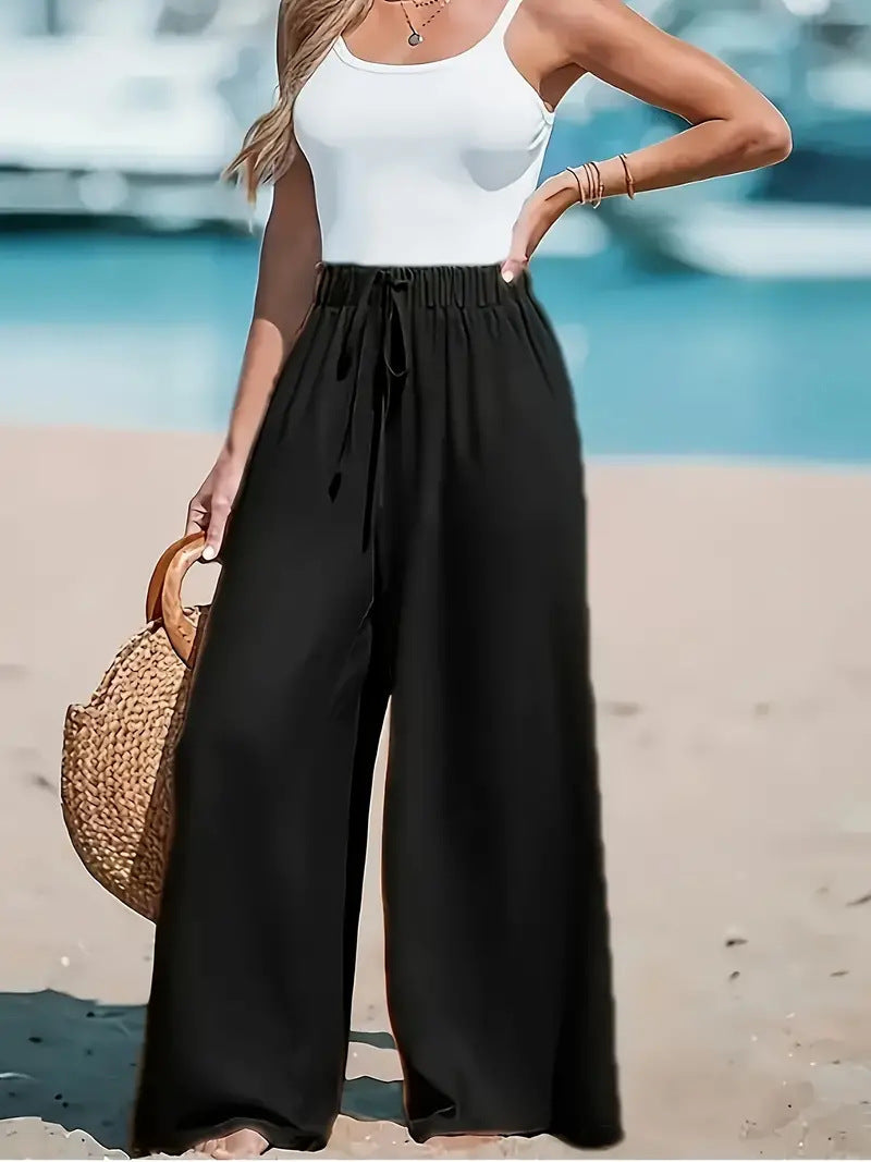 Pantalon Large Femme Taille Élastique
