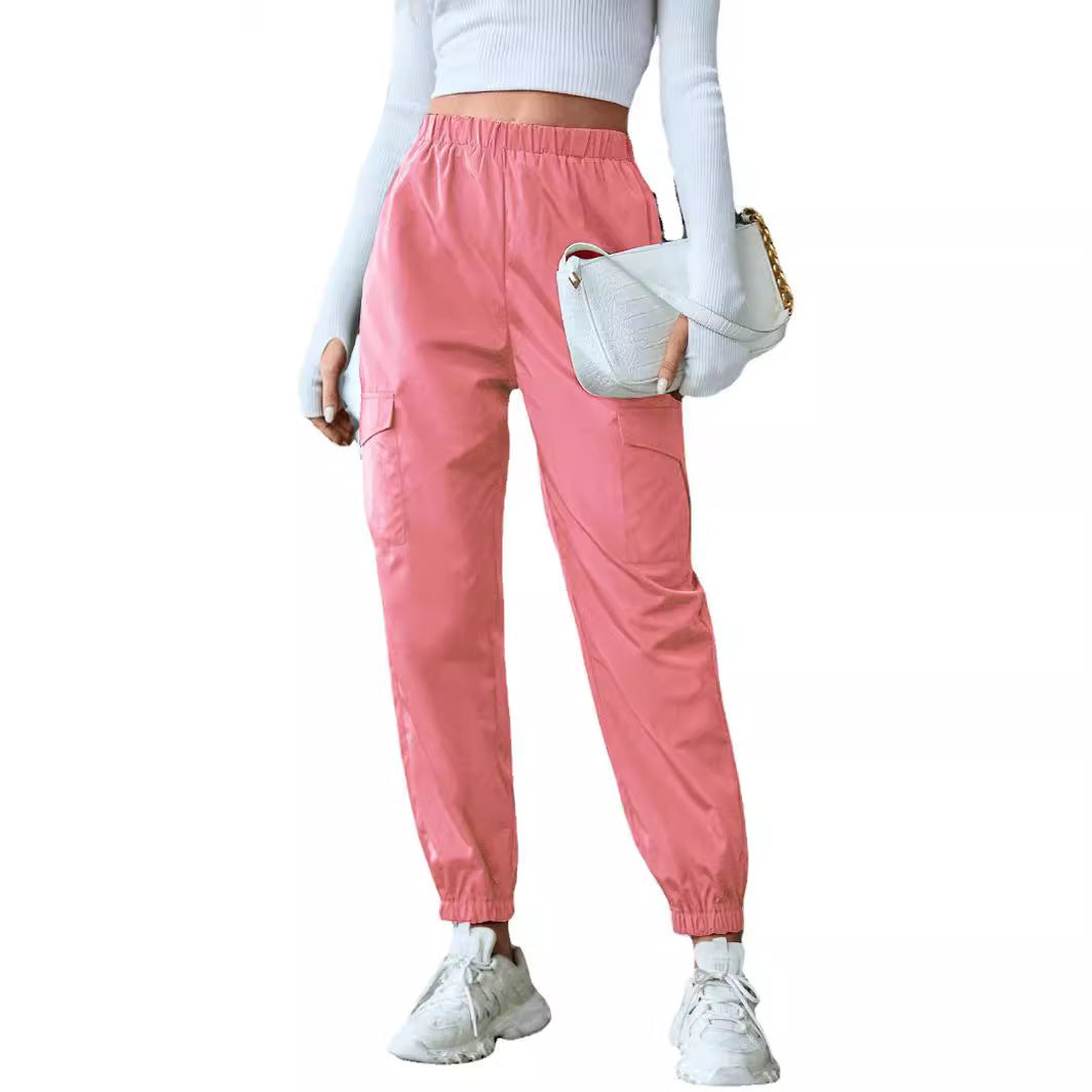 Pantalon Cargo Décontracté à Taille Élastique