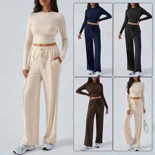 Ensemble Décontracté à Jambe Large et Taille Nouée