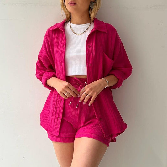 Ensemble féminin en mousseline légère fuchsia