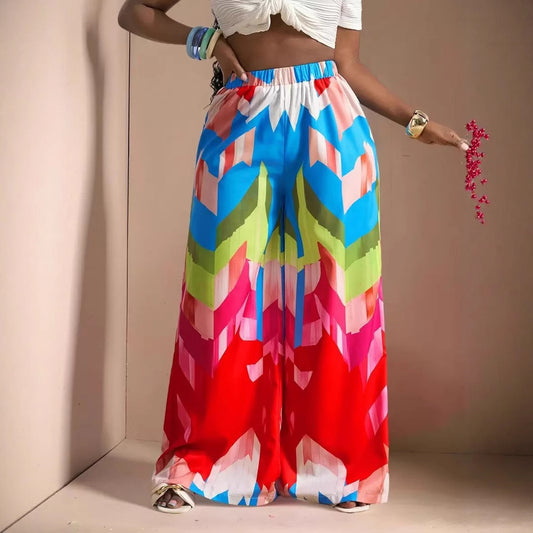 Pantalon Estival à Imprimé Artistique