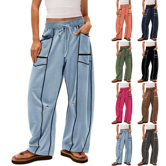 Pantalon Cargo Large à Poches Contraste