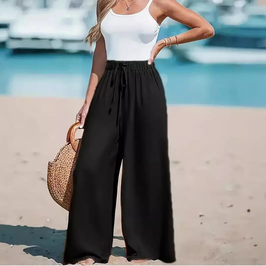 Pantalon Large Femme Taille Élastique